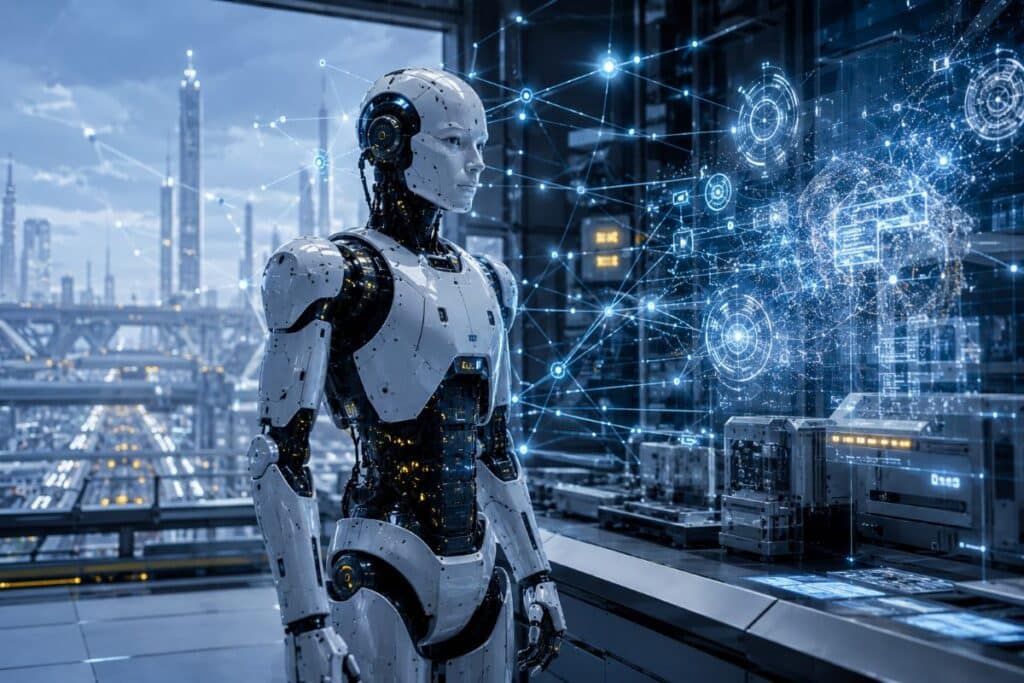 Humanoid Robots: China’s Policy Roadmap 3 Humanoid robot connected to AI data systems and digital interfaces